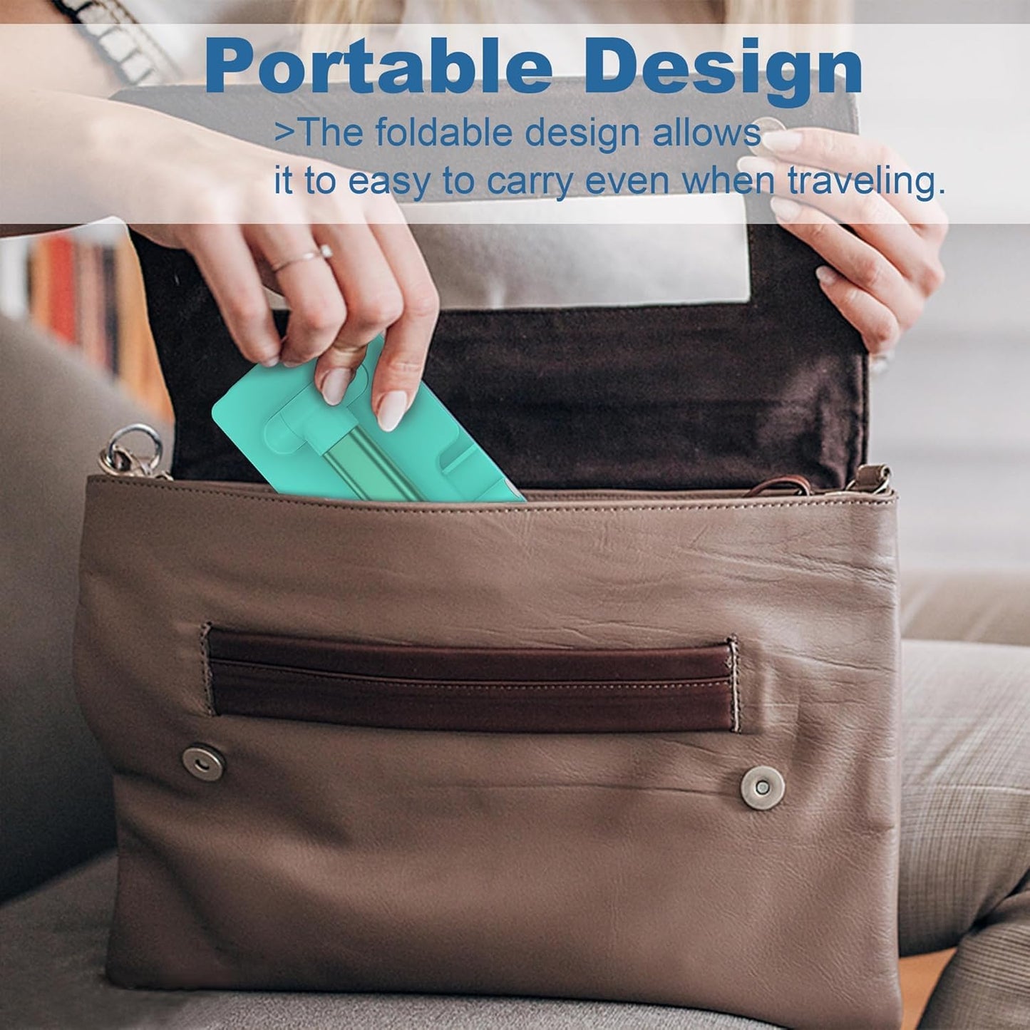 Cell Phone Stand, Fully Adjustable Foldable Desktop Phones Holder with Silicon Pad for Desk Fully Phones Holder Compatible with All Mobile Phones (White)