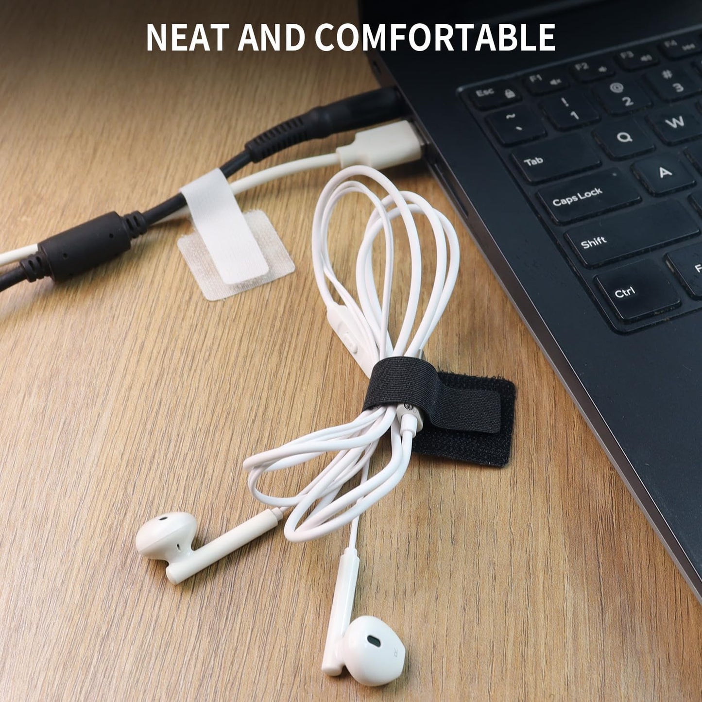 60 Pack Hook and Loop Cable Ties, Adhesive Cable Clips, Cord Organizer for Appliances,Suitable for Office And Home Use, Cable Ties Can Easily Organize Desktop Wires and Network Cables