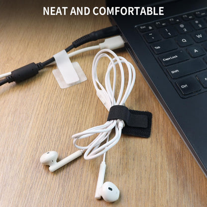 60 Pack Hook and Loop Cable Ties, Adhesive Cable Clips, Cord Organizer for Appliances,Suitable for Office And Home Use, Cable Ties Can Easily Organize Desktop Wires and Network Cables