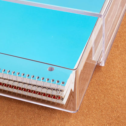STORi STAX Plastic Stackable Organizer Drawers (Set of 2) Clear | 12.5" Wide | Set Includes Two Open Drawer | Organize Office Desk Accessories & Sort Paper | Made in USA
