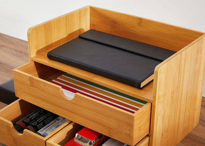 RoyalHouse Natural Bamboo Desktop Organizer, Attractive Design, Stand Shelf for Books, Accessories and More, Home D?cor, Ideal Gift for Family & Friends