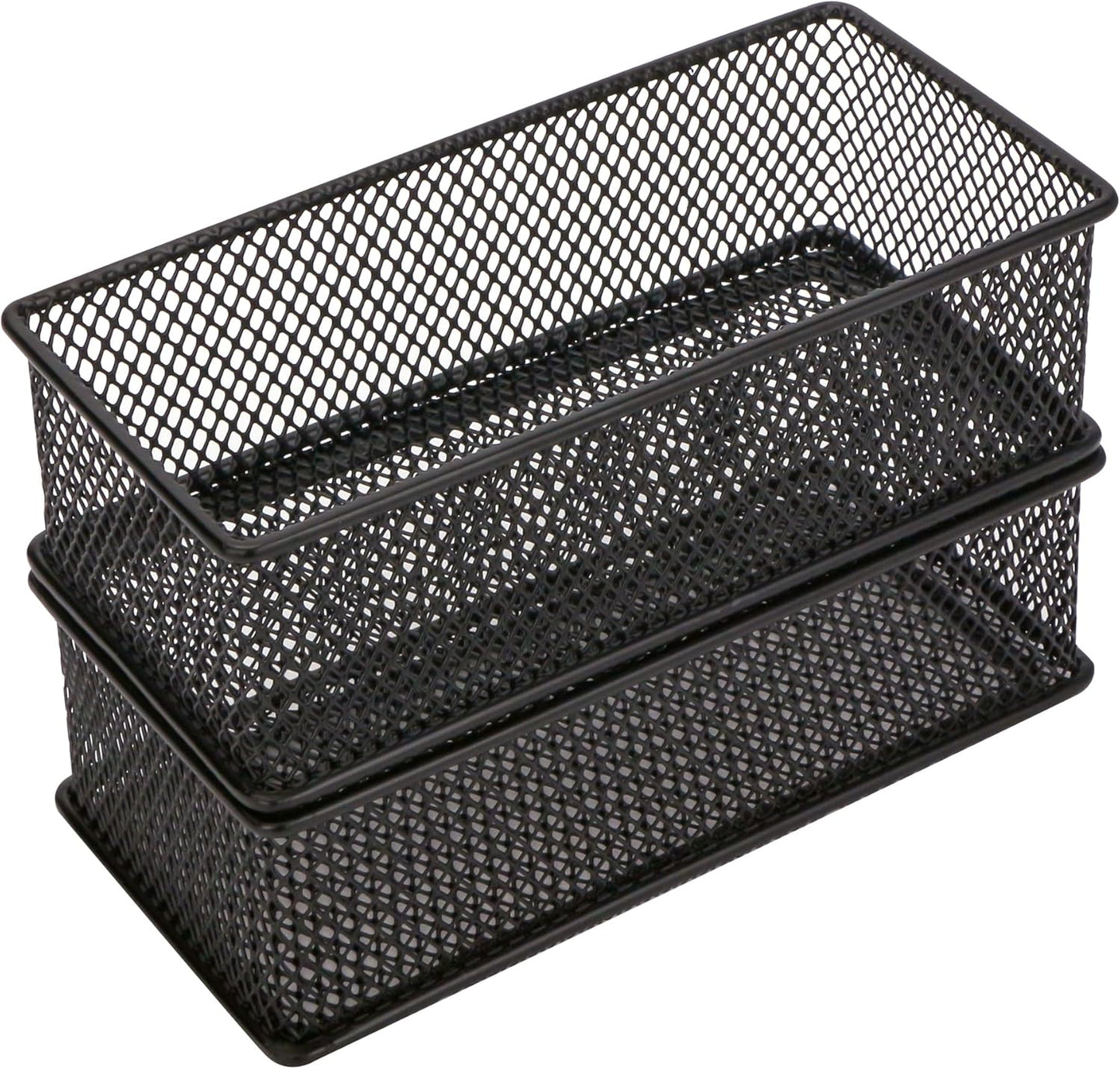 Annova Stackable Mesh Drawer Cabinet and Shelf Organizer Bins Storage Basket School Office Supply Holder Tray- Set of 2 (Gold, 3x3x2 Inch)