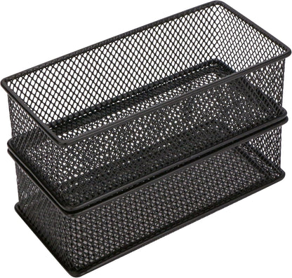 Annova Stackable Mesh Drawer Cabinet and Shelf Organizer Bins Storage Basket School Office Supply Holder Tray- Set of 2 (Gold, 3x3x2 Inch)