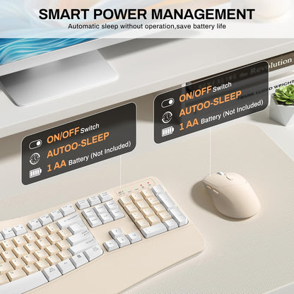 Wireless Keyboard and Mouse Combo,2.4G Full Size Wave Keys Ergonomic Keyboard with Wrist Rest for Natural Typing, 3 DPI Adjustable Ergonomic Silent Mouse for Computer/Laptop/Windows/Mac (Gray)