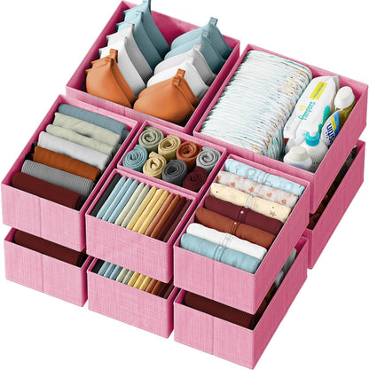 Drawer Organizer Clothes Set of 12 Grey - Dresser Organizer For Nursery, Bedroom, Closet - The Perfect Baby Clothes Organizer and Storage & General Nursery Organization or Dresser Drawer Organizers