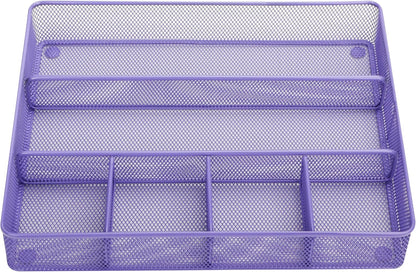 Annova Desk Drawer Organizer Tray for Office Organization - Metal Mesh - Storage Tray with Dividers for Pens, Desktop Accessories, Bathroom, Kitchen, Makeup and Office Supplies (Small, Gold)