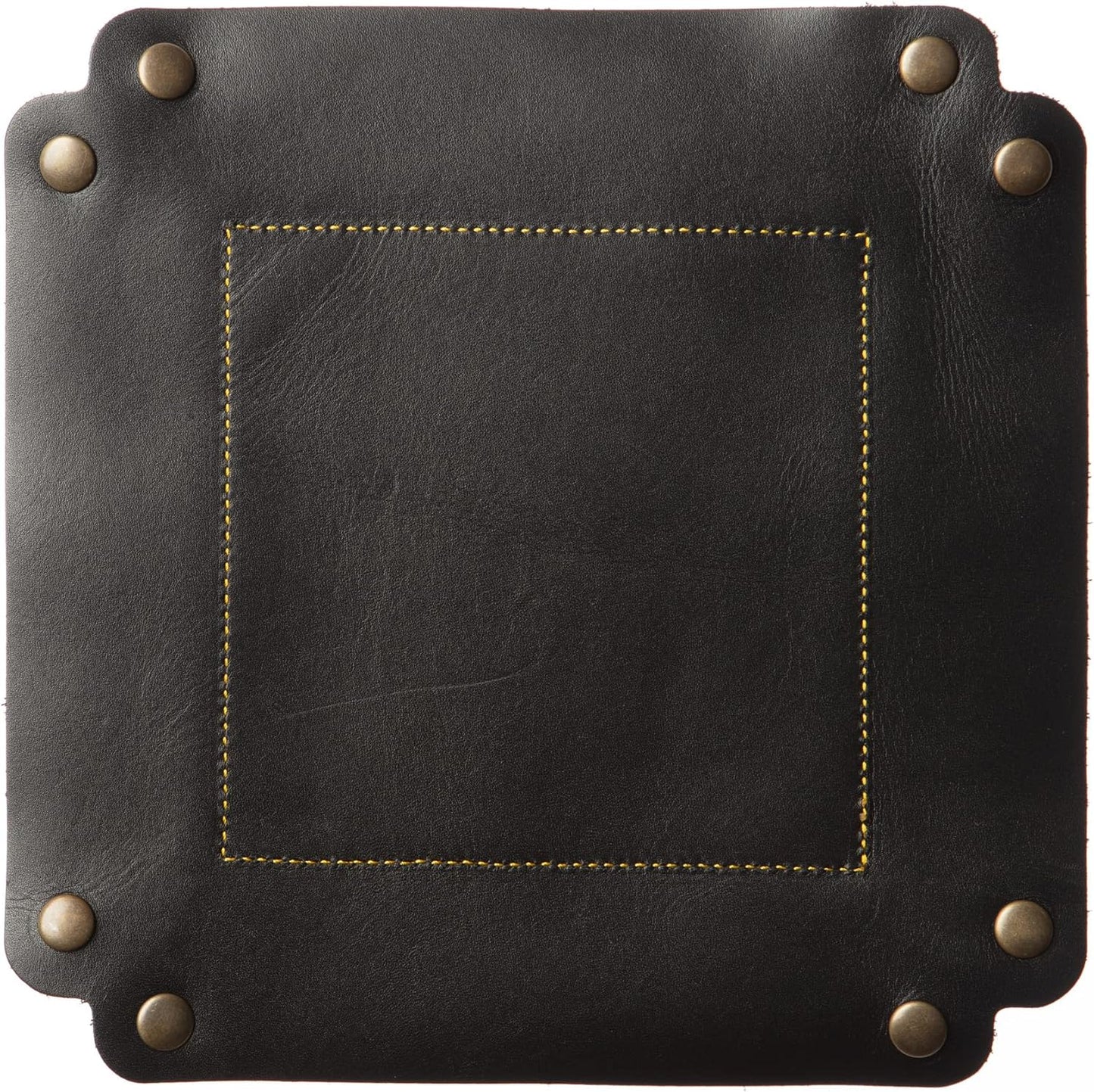 USA Handmade Premium Leather Valet Tray, Folds Flat! Dice Rolling Basket and Organizer with Brass Snaps - Reinforced Base - for Keys, Jewelry, Coin, EDC, Watch Storage Caddy - Black XLarge