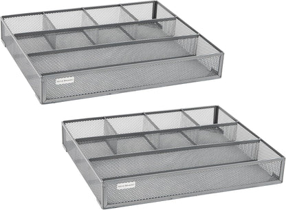 Mind Reader Expandable Mesh Desk Drawer Organizer, Adjustable from 9.25" to 17.125", Office Supply Storage Tray, Makeup Organizer, Black