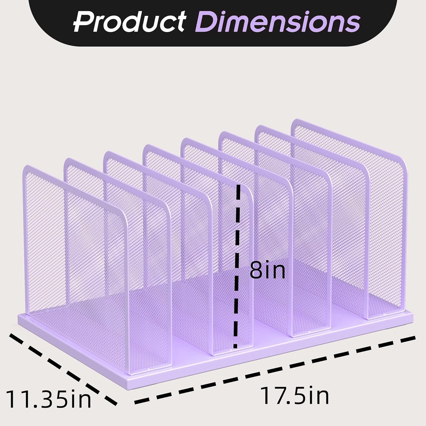 Kuntine.B Desk File Organizer 5 Sections Upright Mesh Desktop Organizer File Sorter Office Organization File Holder for Home, Office & Classroom
