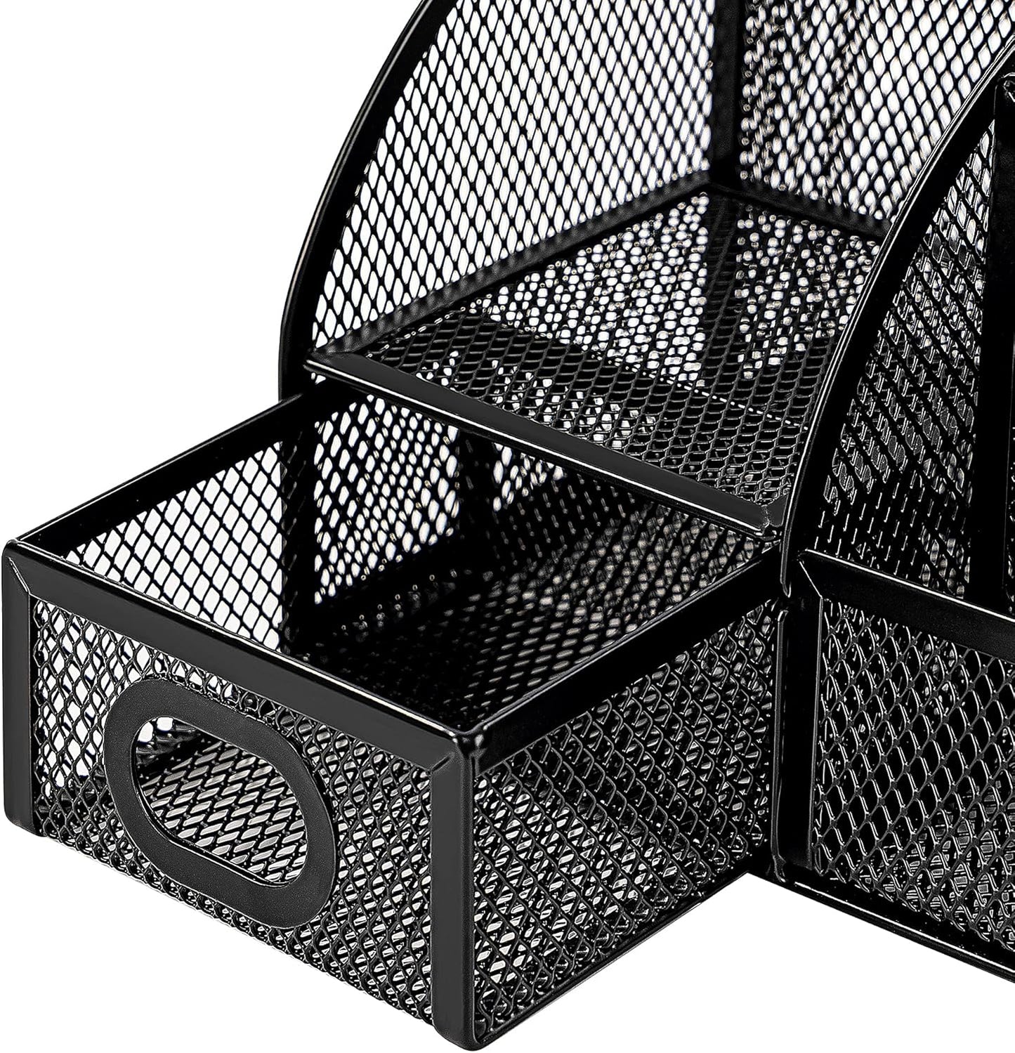 Amazon Basics Wire Mesh Pen Holder, Pencil Cup Desk Organizer for Stationery, Scissors, Office Caddy Storage, 3.7" x 3.3", Black