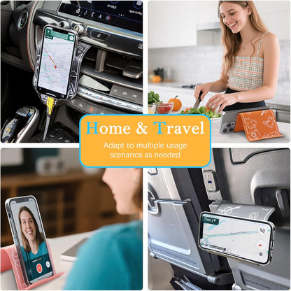 Adjustable Angle Phone Stand Tablet Holder, Sturdy Universal for All Smartphones - Foldable Portable for Desk, Travel, Home, Kitchen, Bed, Treadmill, Airplane, Pink