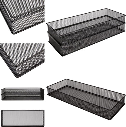 Annova Stackable Mesh Drawer Cabinet and Shelf Organizer Bins Storage Basket School Office Supply Holder Tray- Set of 2 (Gold, 3x3x2 Inch)