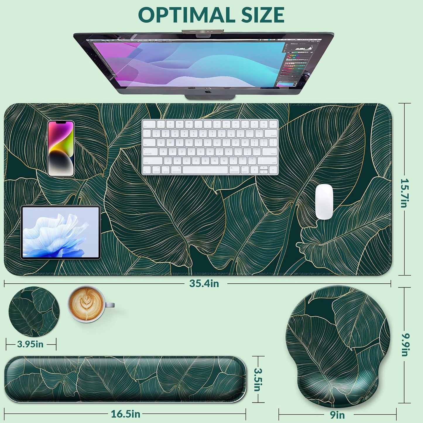 Desk Mat Set + Keyboard and Mouse Pad with Wrist Rest Support,4-in-1 Large Mousepad Computer Mats for Desktop Home & Office-Purple Butterflies