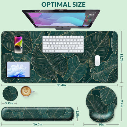 Desk Mat Set + Keyboard and Mouse Pad with Wrist Rest Support,4-in-1 Large Mousepad Computer Mats for Desktop Home & Office-Purple Butterflies