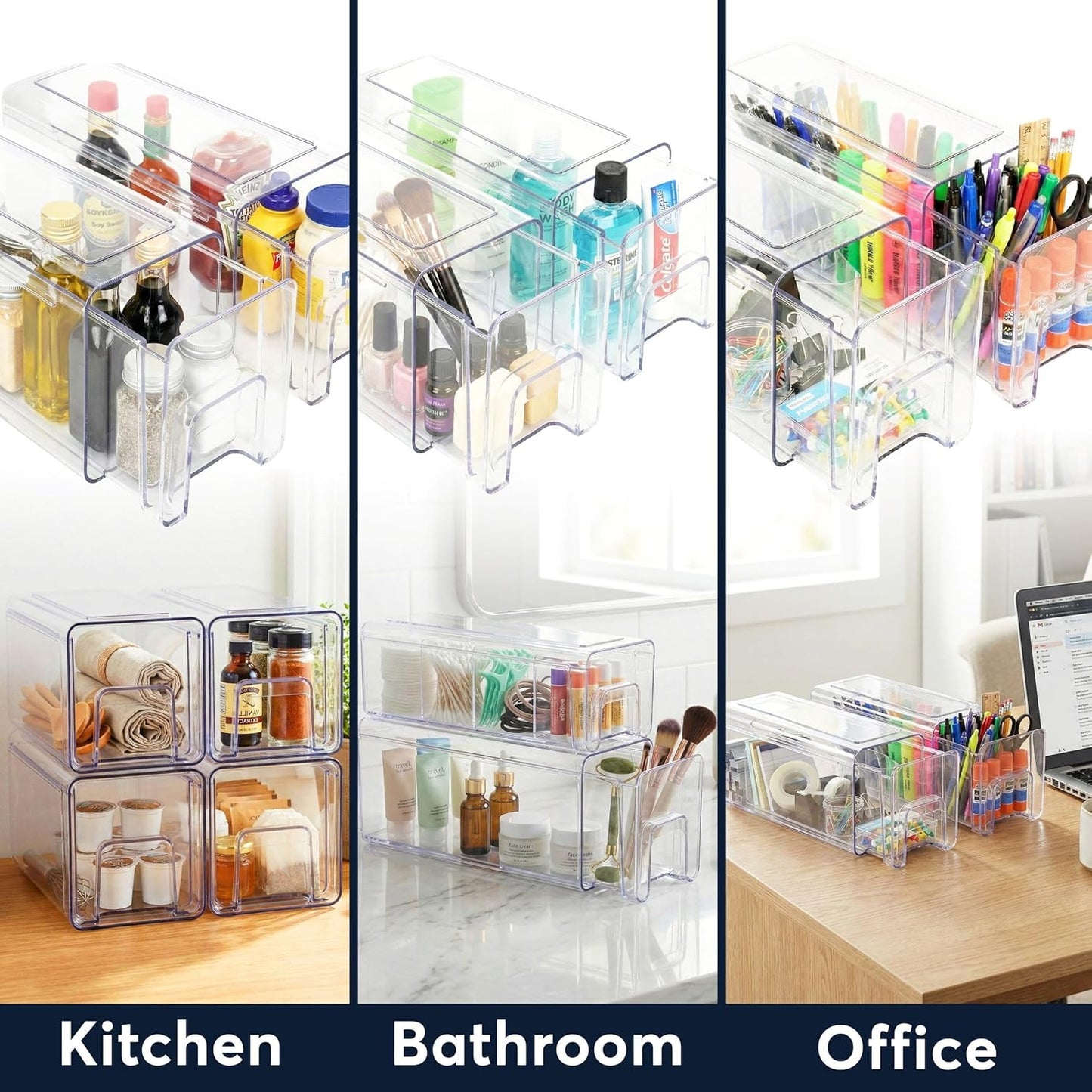 Sorbus Medium Clear Stackable Storage Drawers – 2-Pack Plastic Organizer Bins with Handles – Pull-Out Stackable Drawers for Bathroom Closet, Medicine, Cabinet, Pantry Storage, Baby Bottle Organizer
