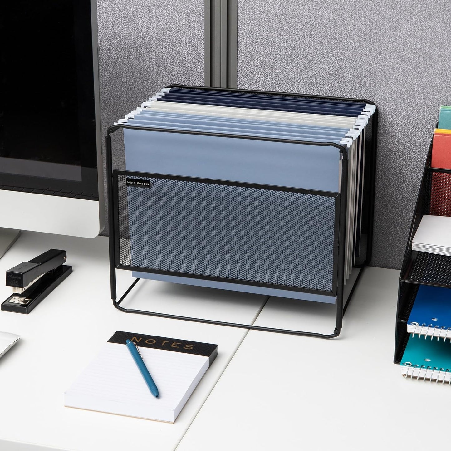 Mind Reader Hanging File Folder Organizer, Desktop Organizer, Storage, Office, Metal Mesh, Silver