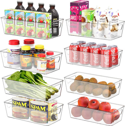 Simple Houseware 4 Pcs Kitchen Clear Bin Storage Organizer, 15" x 8" x 3.75"