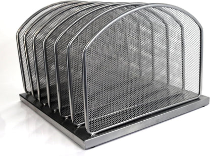 Huron 8-Slot Vertical File Binder Organizer Storage, Black Steel Mesh
