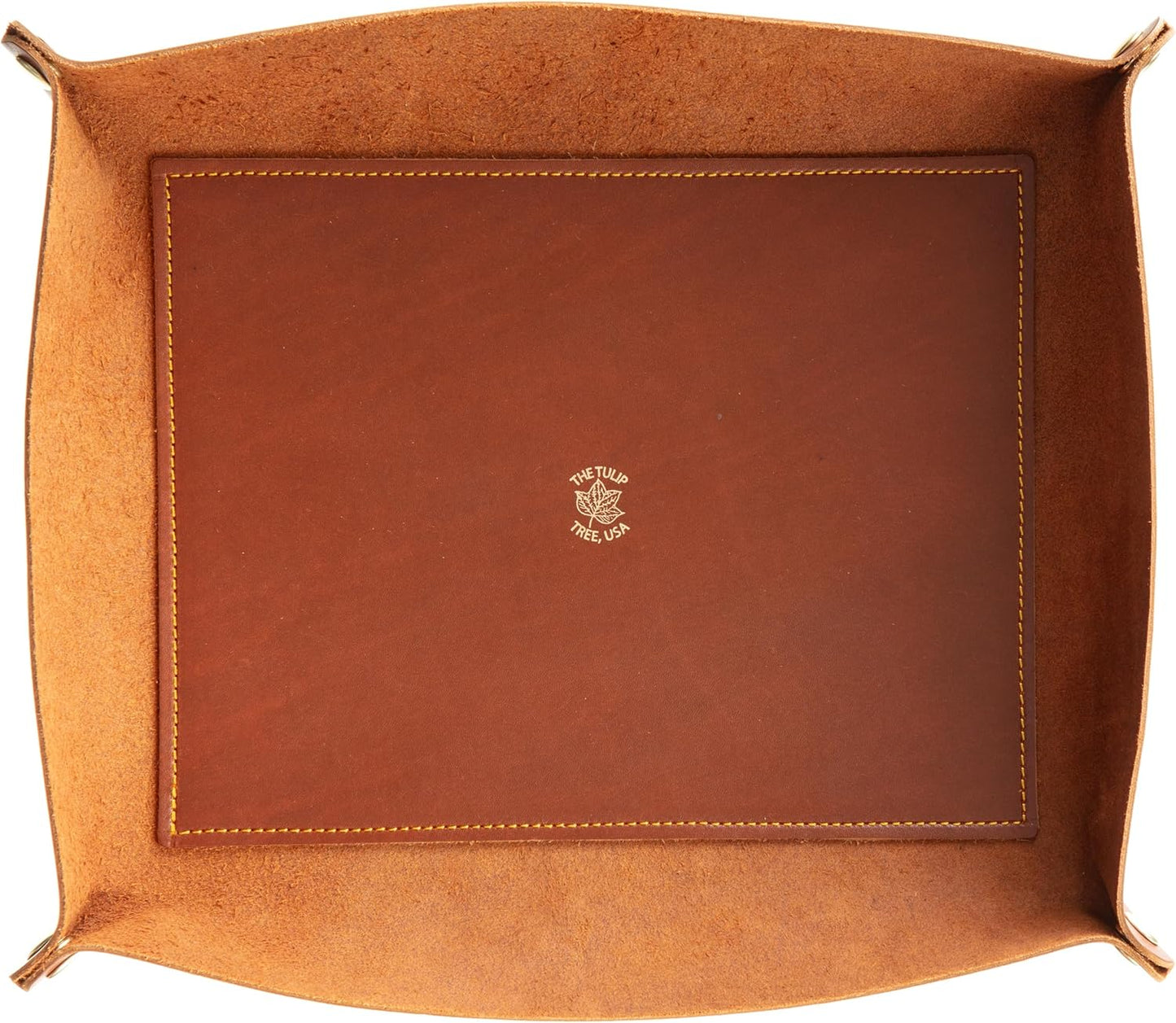 USA Handmade Premium Leather Valet Tray, Folds Flat! Dice Rolling Basket and Organizer with Brass Snaps - Reinforced Base - for Keys, Jewelry, Coin, EDC, Watch Storage Caddy - Black XLarge