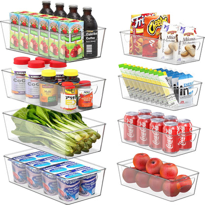 Simple Houseware 4 Pcs Kitchen Clear Bin Storage Organizer, 15" x 8" x 3.75"