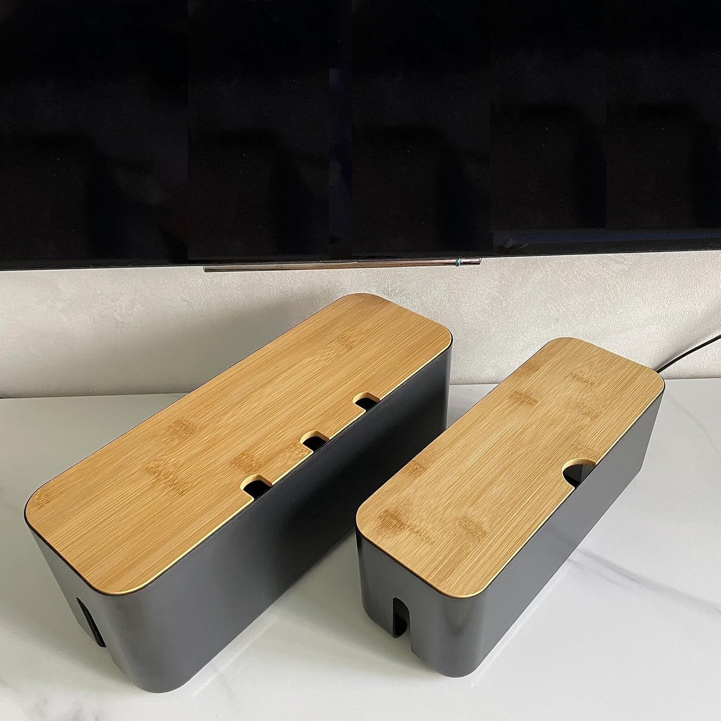 Cable Management Box| Power Stripe Organizer|Cord Organizer Box| Hide and Conceal Power Strips and Electrical Cords from TVs, Computers, and Desks| Keep Pets Safe