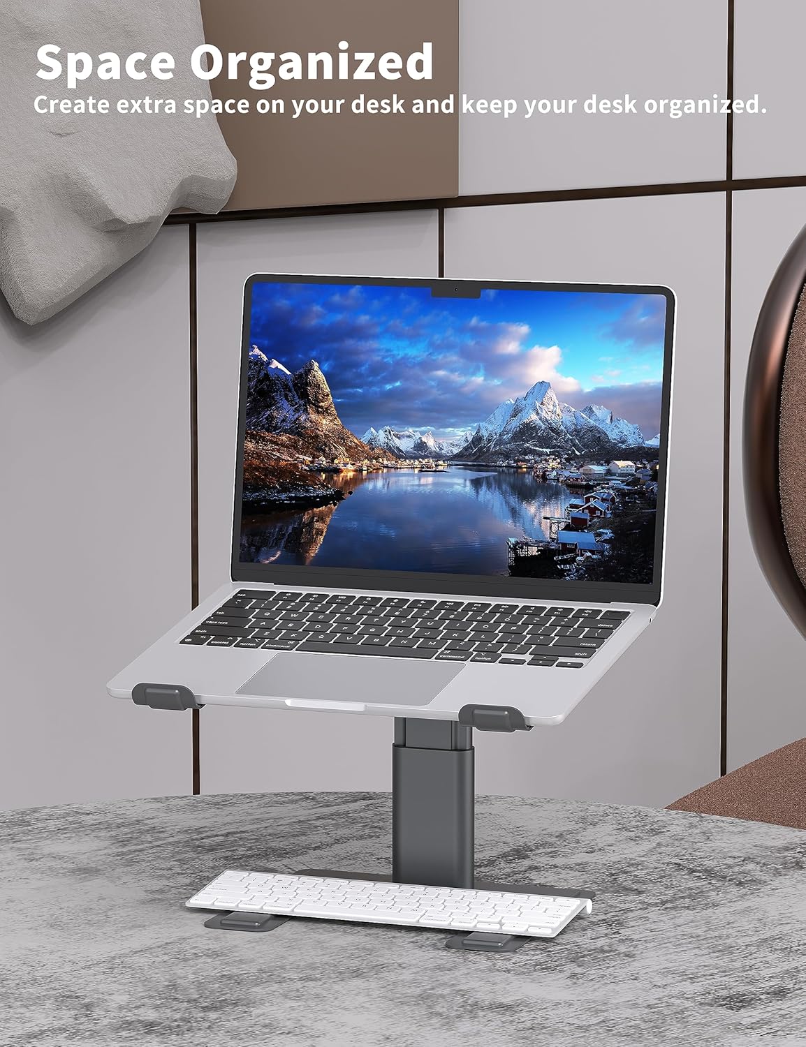 ALASHI Laptop Stand for Desk, Computer Stand Adjustable Height, Ergonomic Notebook Laptop Riser, Aluminum Metal Holder Compatible with 10 to 17.3 Inches Notebook PC Computer, Black