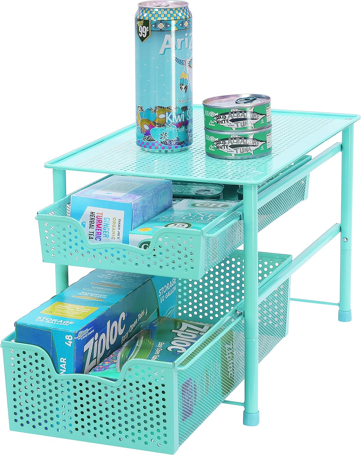 Simple Houseware Stackable 3 Tier Sliding Basket Organizer Drawer, Silver