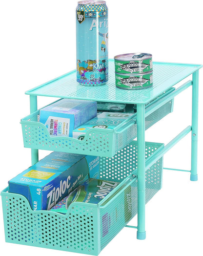 Simple Houseware Stackable 3 Tier Sliding Basket Organizer Drawer, Silver
