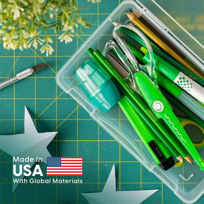 IRIS USA Pencil Case Boxes, 10-Pack, |Made in USA|, Plastic Bead Organizing Containers with Snap Lid for Arts, Crafts, Ephemera, Stickers, & Dance Cheer, Clear - Small