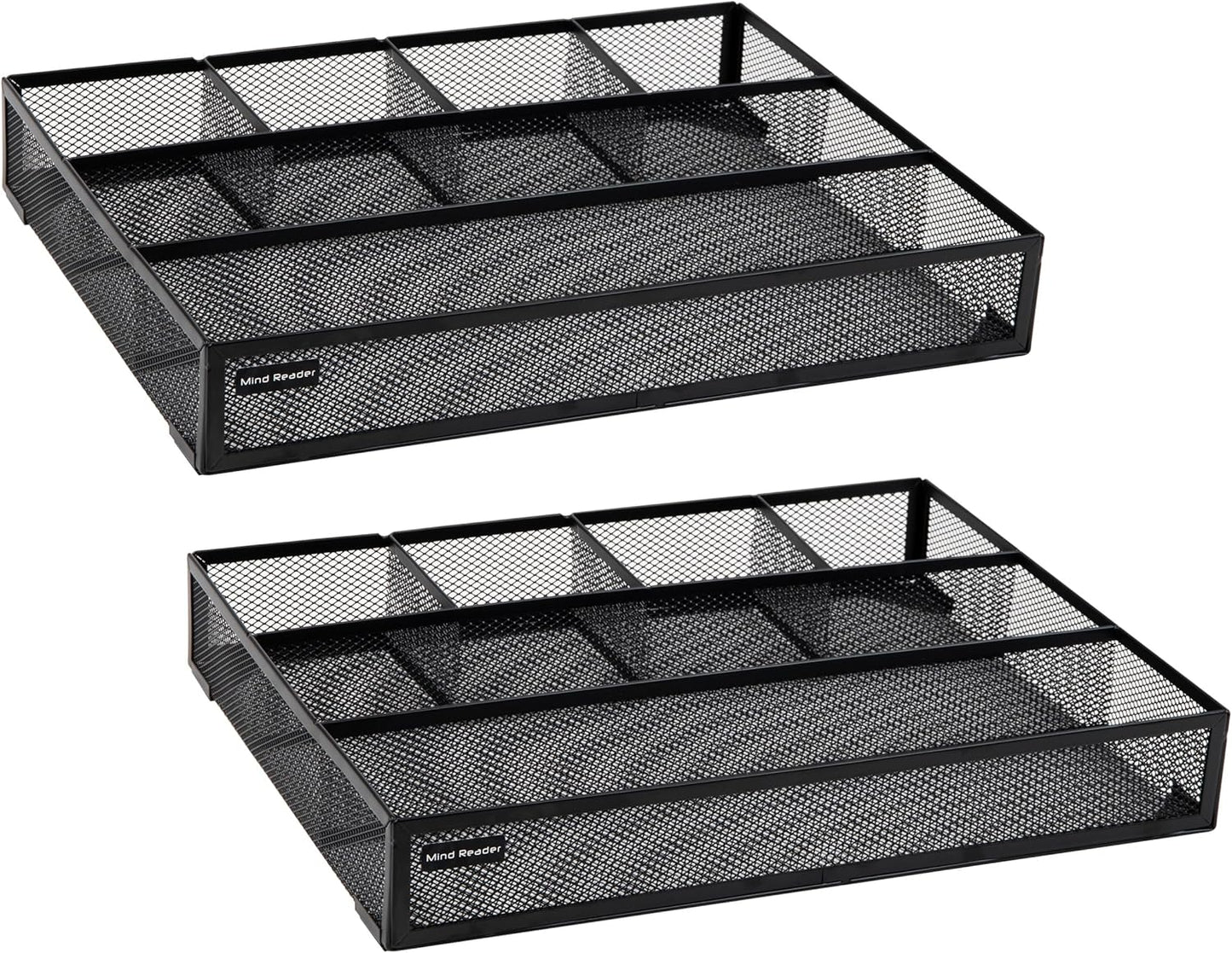 Mind Reader Expandable Mesh Desk Drawer Organizer, Adjustable from 9.25" to 17.125", Office Supply Storage Tray, Makeup Organizer, Black