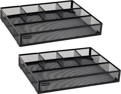Mind Reader Expandable Mesh Desk Drawer Organizer, Adjustable from 9.25" to 17.125", Office Supply Storage Tray, Makeup Organizer, Black