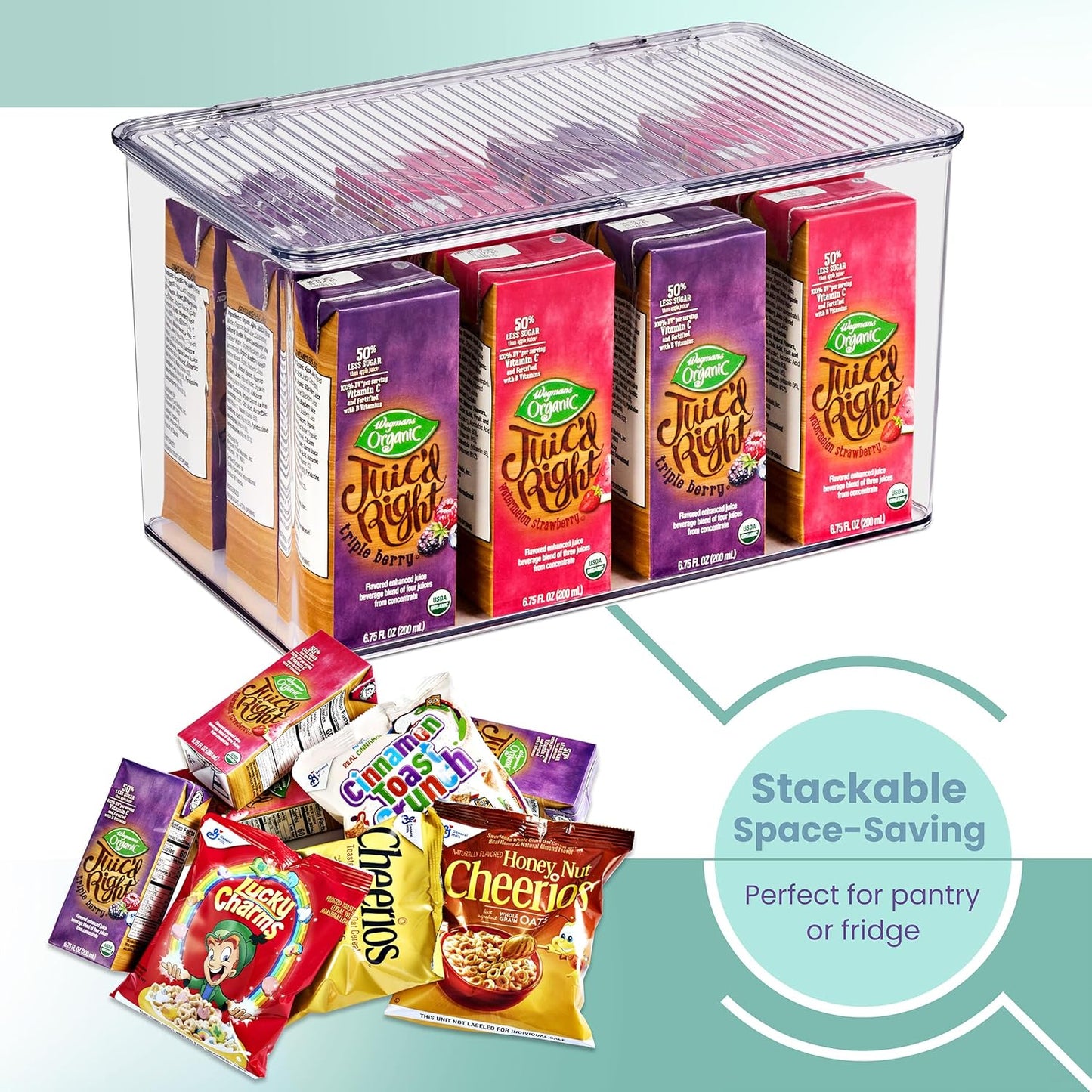 Sorbus Fridge Organizer & Pantry Storage with Lids- Clear Plastic Freezer Organizer Bins- MultiPurpose & Versatile Stackable Cabinet Organizers- Cosmetics,Office Supplies,Food Snack Organizers- 2 Pack