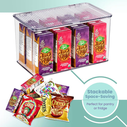 Sorbus Fridge Organizer & Pantry Storage with Lids- Clear Plastic Freezer Organizer Bins- MultiPurpose & Versatile Stackable Cabinet Organizers- Cosmetics,Office Supplies,Food Snack Organizers- 2 Pack
