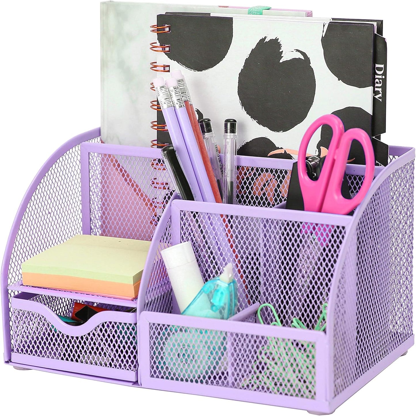 Exerz Desk Organizer Golden Office Desk Accessories Supplies Office Storage Desktop Pencil Pen Holder with Drawer Home Workspace