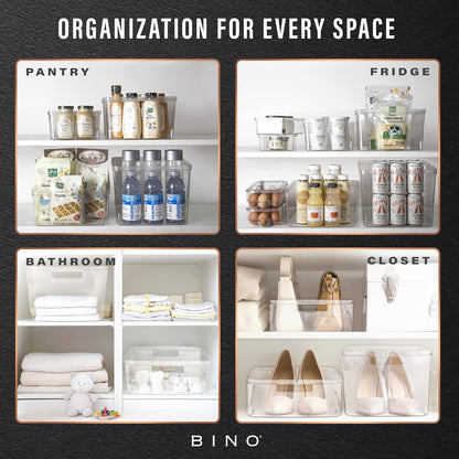 BINO | Plastic Storage Bins, X-Small - 5 Pack | THE LUCID COLLECTION | Multi-Use Built-In Handles BPA-Free Clear Storage Containers | Fridge Organizer | Pantry & Home Organization
