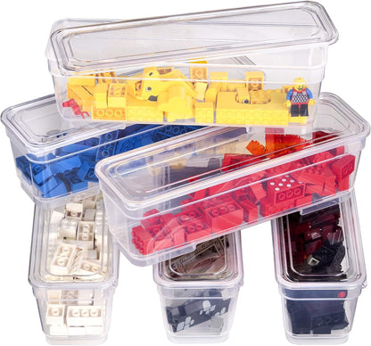 Best Kept 6 Bin Pack, Long Home Organizer Storage Boxes with Lids, Translucent Clear
