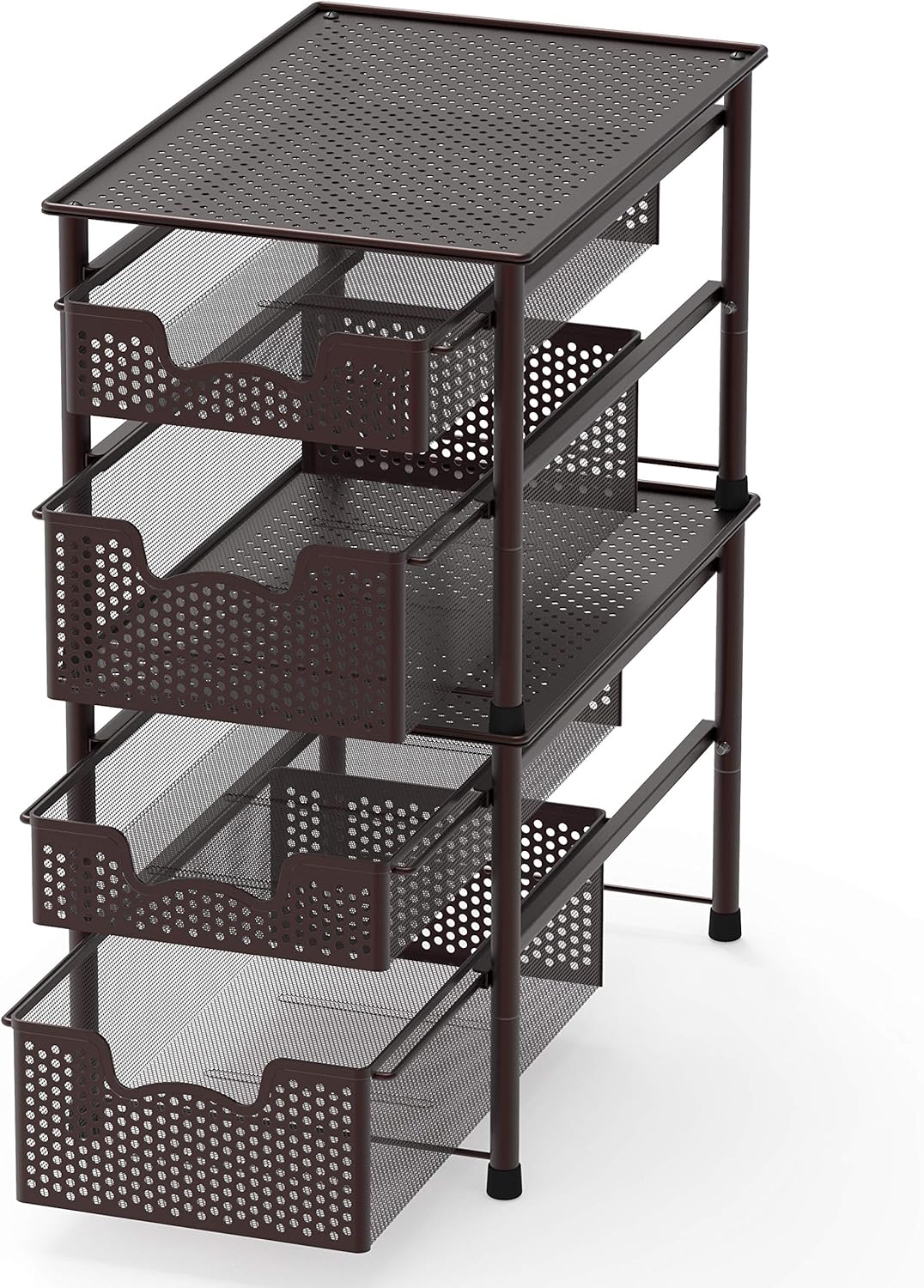 Simple Houseware Stackable 3 Tier Sliding Basket Organizer Drawer, Silver