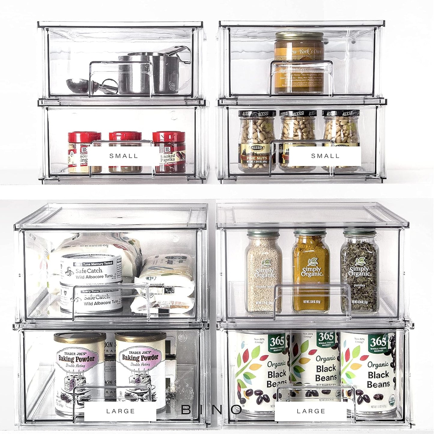 BINO | Stackable Storage Drawers, Shallow X-Large - Clear | THE CRATE COLLECTION | Storage Bins With Drawers Bathroom Organizers and Storage Organization and Storage Under Sink Organizer Vanity Home