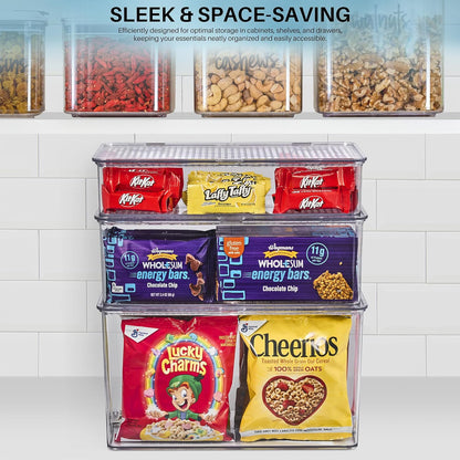 Sorbus Fridge Organizer & Pantry Storage with Lids- Clear Plastic Freezer Organizer Bins- MultiPurpose & Versatile Stackable Cabinet Organizers- Cosmetics,Office Supplies,Food Snack Organizers- 2 Pack