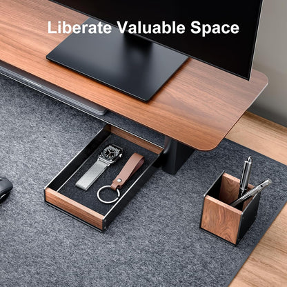 UPERGO Desk Tray Organizer Drawer for Home Office, Walnut Desk Organizer Tray for Keys, Pen, Watch