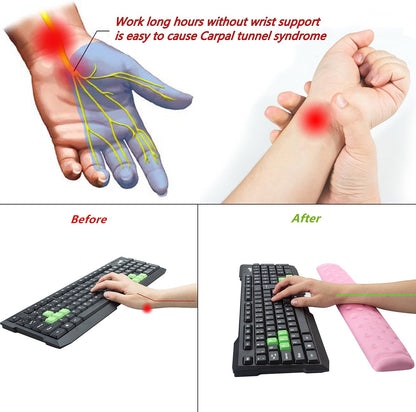 BRILA Keyboard Wrist Rest Support Cushion Pad for Computer, Laptop, Office Work, PC Gaming - Memory Foam Gel with Massage Holes Design - Non-Slip Easy Typing Wrist Pain Relief (Black Keyboard Pad)