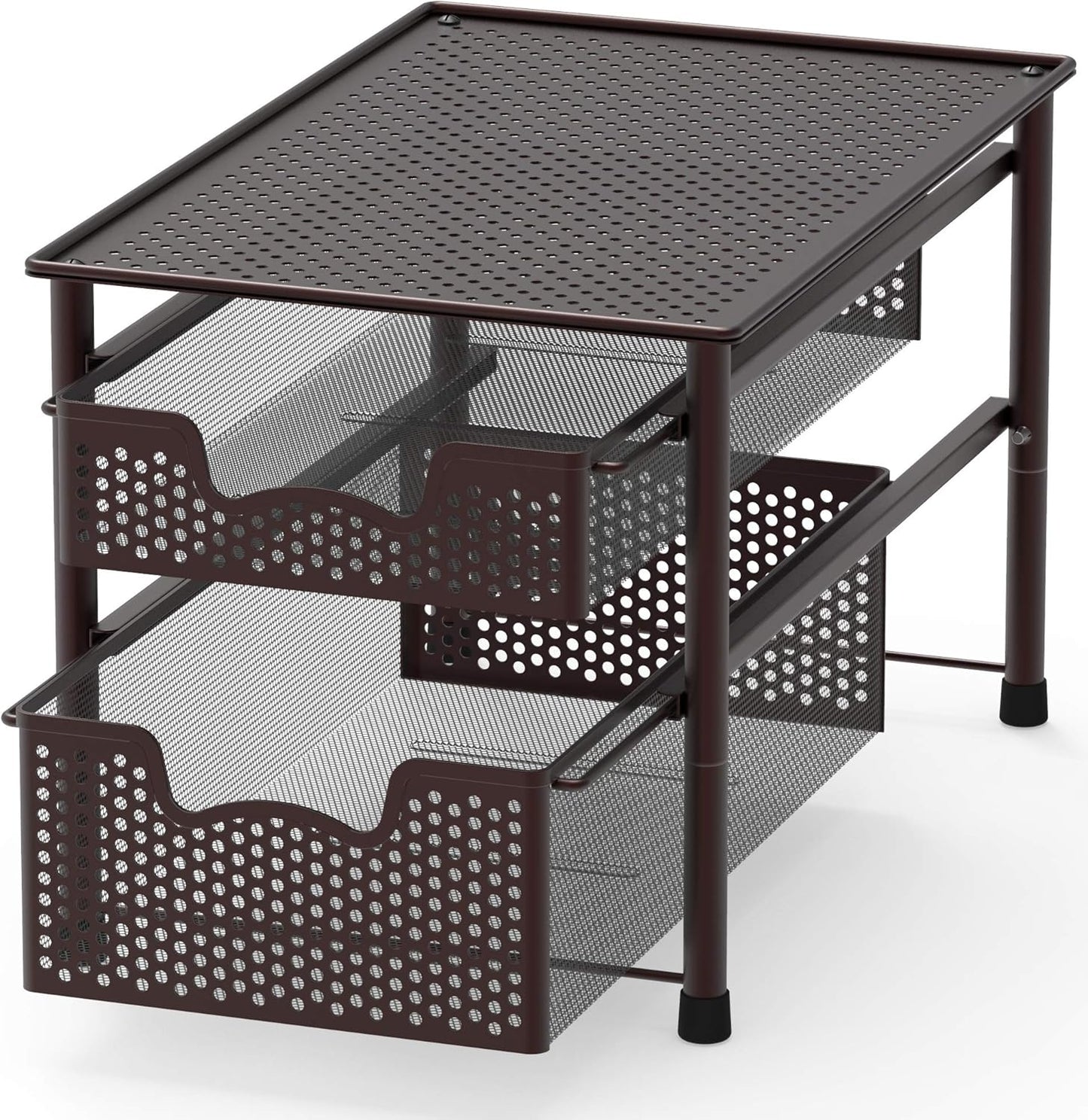 Simple Houseware Stackable 3 Tier Sliding Basket Organizer Drawer, Silver
