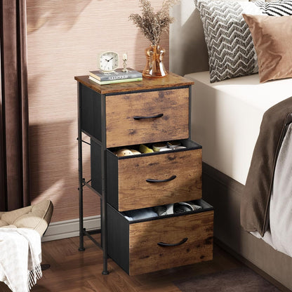 WLIVE Dresser with 3 Drawers, Fabric Nightstand, Cabinet with Wheels, Organizer Storage Dresser for Bedroom, Office, Entryway, Closets, Sturdy Steel Frame, Wood Top, Easy Pull Handle, White