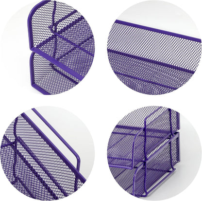EASEPRES 2 Pack Stackable Desk Paper Tray, Metal Mesh Desktop Document Letter File Organizer for Office Home School, 13.5'' L x 9.75'' W x 5.5'' H, White