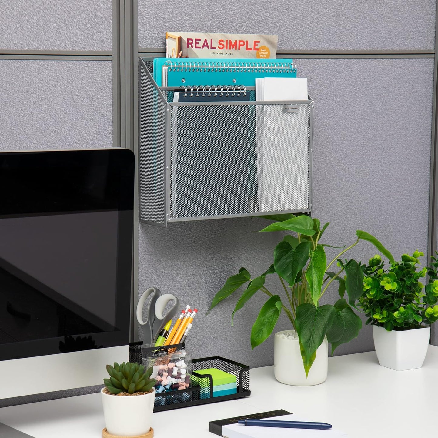 Mind Reader Vertical File Storage, Desktop Organizer, Wall Mount, Office, Metal Mesh, Black