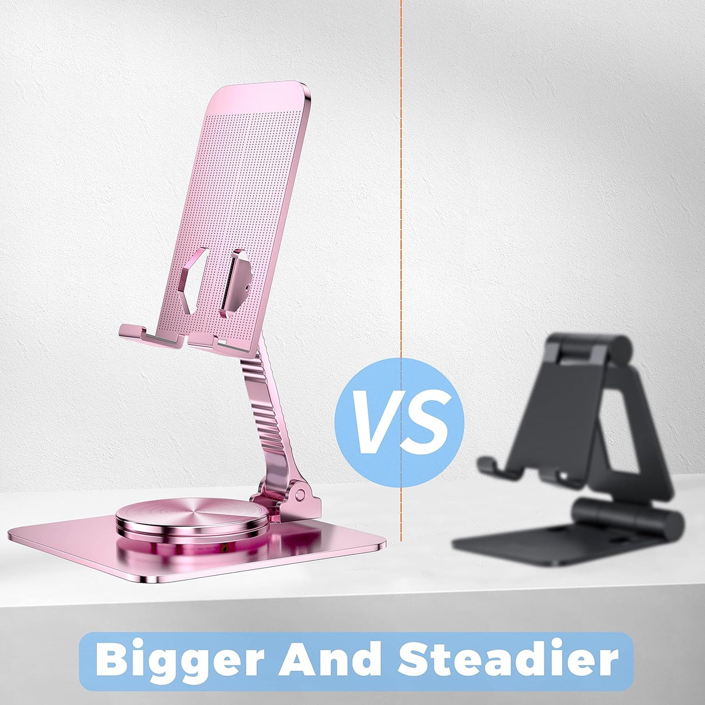 360 Rotatable Foldable Phone Stand for Desk,Fully Adjustable Desktop Phone Holder Cradle Dock Compatible with iPhone 17 16 15 14 13 12 11 Pro Max,Tablets,All Phones(Pink)