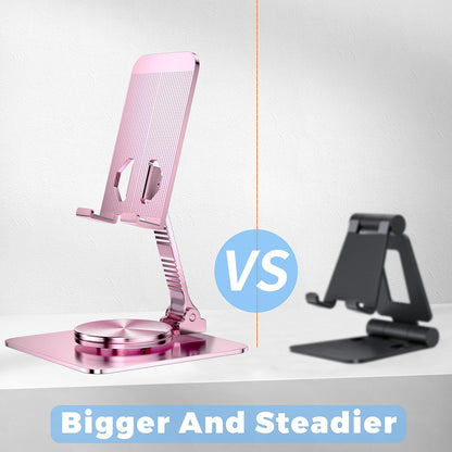360 Rotatable Foldable Phone Stand for Desk,Fully Adjustable Desktop Phone Holder Cradle Dock Compatible with iPhone 17 16 15 14 13 12 11 Pro Max,Tablets,All Phones(Pink)