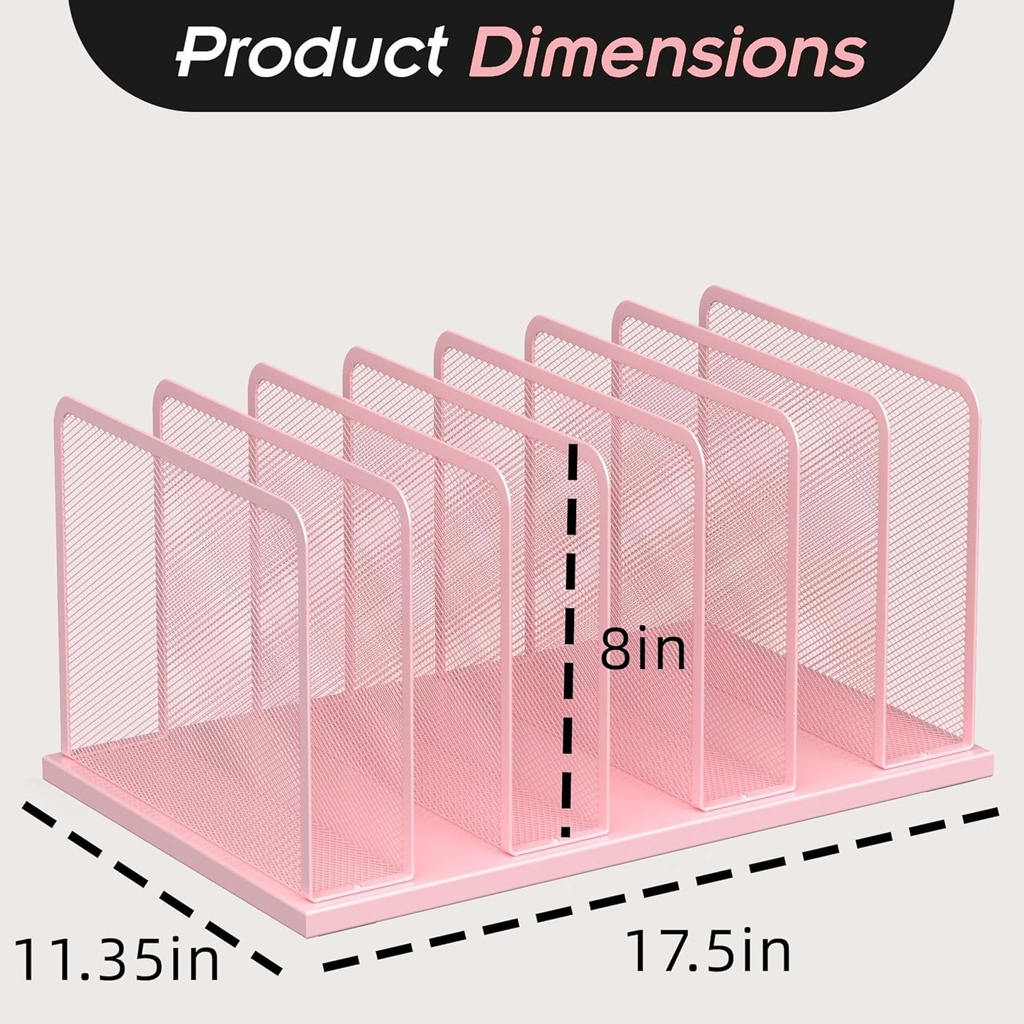 Kuntine.B Desk File Organizer 5 Sections Upright Mesh Desktop Organizer File Sorter Office Organization File Holder for Home, Office & Classroom