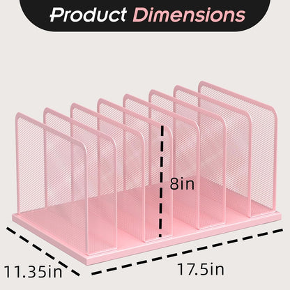 Kuntine.B Desk File Organizer 5 Sections Upright Mesh Desktop Organizer File Sorter Office Organization File Holder for Home, Office & Classroom