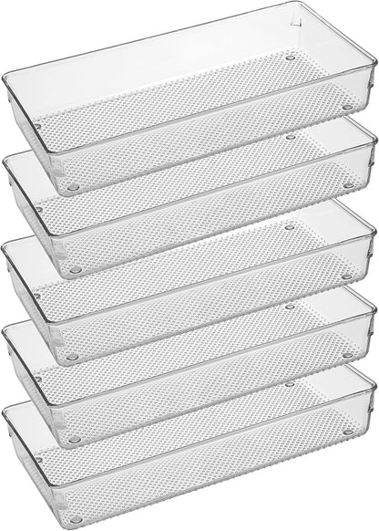 Mesh Tray Silverware Drawer Organizer, Utensil Cutlery Tray Office Supplies with Interlocking Arm Drawer Dividers Organizer for Flatware, Knives,Home,Office, School,Bedroom 12X6'' Black